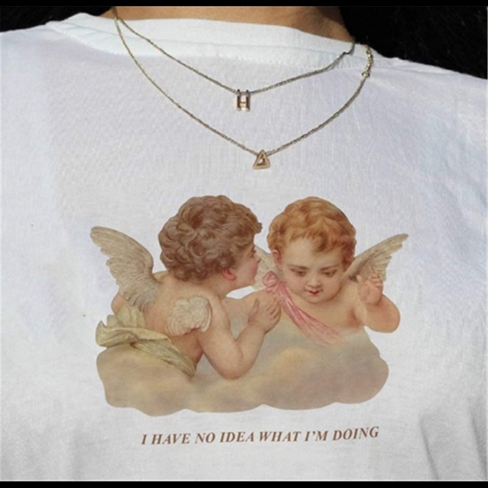 the cutest “i have no idea what im doing” p baby cherub pink t shirt